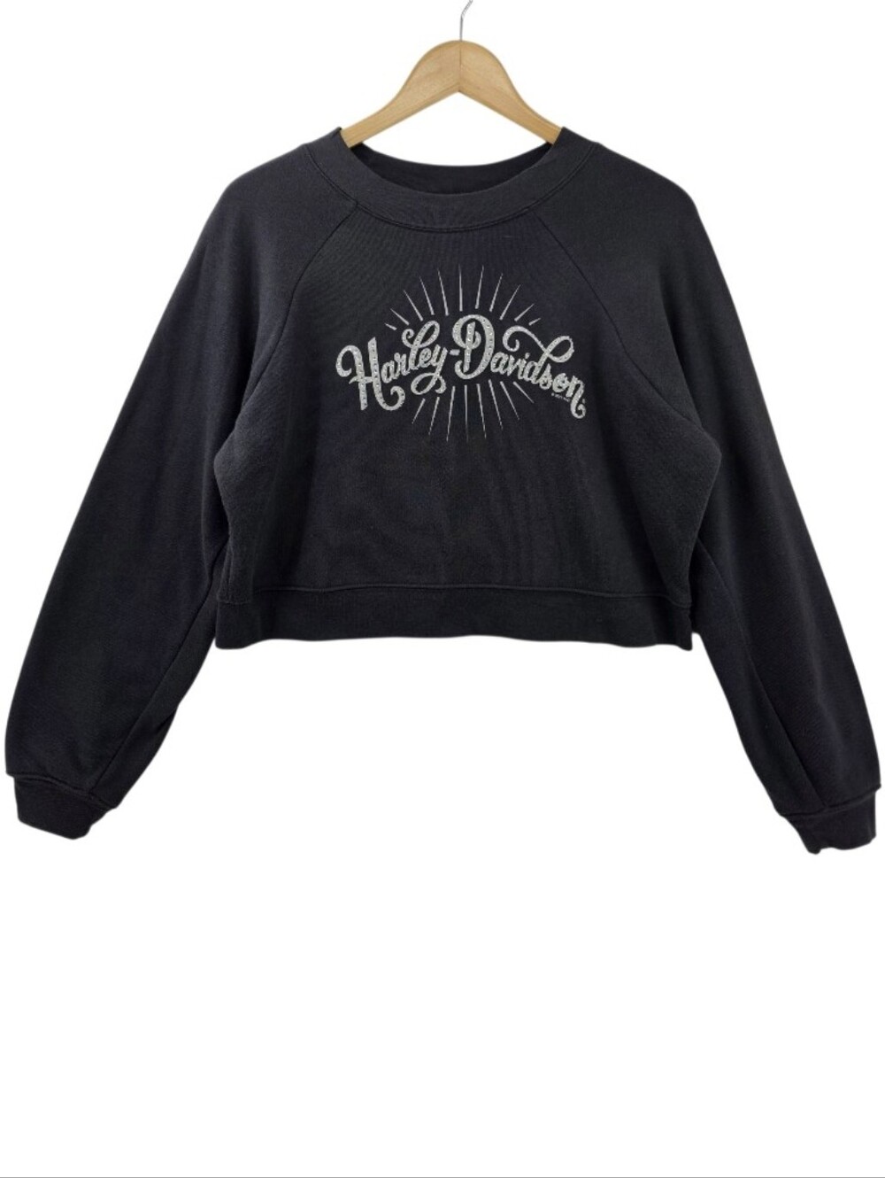 Harley Davidson Dark Gray Pullover Sweatshirt Women's Small Rhinestone Detail